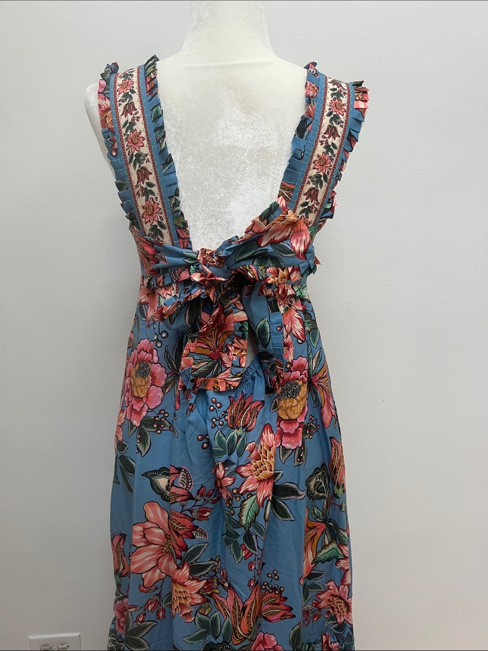 Farm Rio Wonderful Bouquet Blue Maxi Sleeveless Dress - Picture 6 of 10